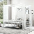 thumbnail image 1 of alazyhome Queen ​Size Metal Canopy Bed Frame, Modern Design, White, 1 of 7
