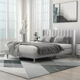 thumbnail image 1 of alazyhome Queen Size Upholstered Platform Bed Frame, Easy Assemble, Light Grey, 1 of 8