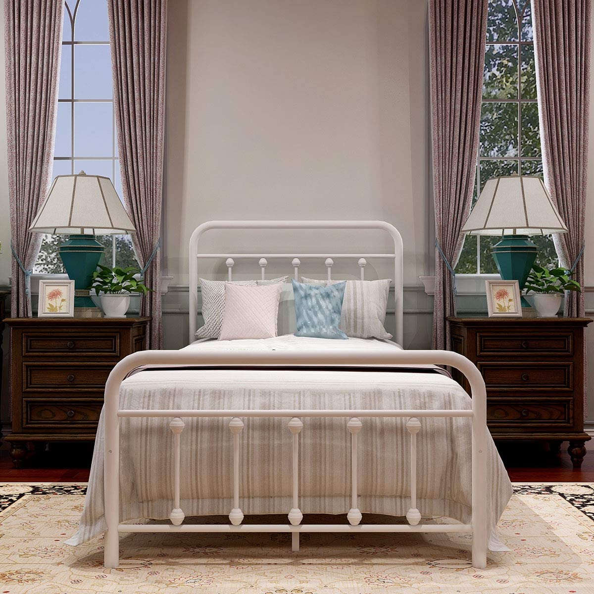 alazyhome Simple Vintage Twin Metal Platform Bed Frame, EasyAssembly