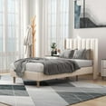 thumbnail image 1 of alazyhome Twin Size Upholstered Platform Bed Frame, Easy Assemble, Beige, 1 of 6