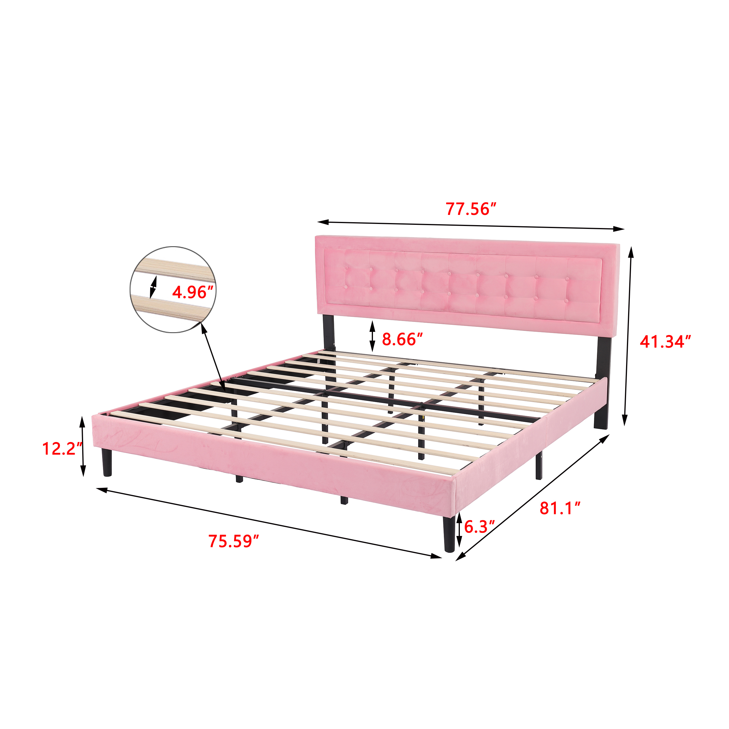 alazyhome Upholstered Platform Bed Frame Twin Size with Headboard Steel ...