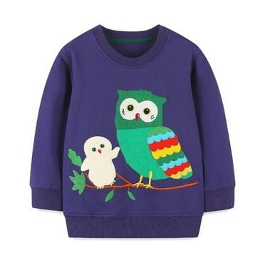 alcepopk Baby Boy Clothes Long Sleeve Letter Print Sweatshirt Boy Crewneck Pullover Sweater Clothes(Dark Blue,2 Y)