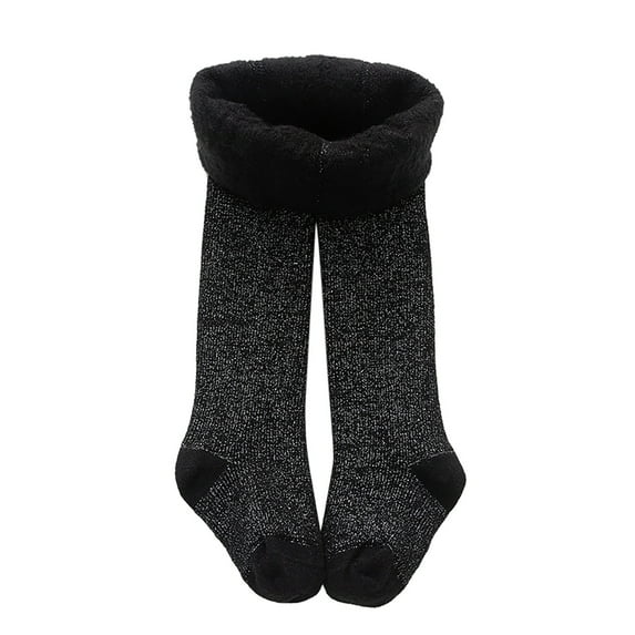 alcepopk Baby Girl Tights Thick Cable Knit Leggings Stockings Cotton Pantyhose for Toddler(Black,12-24 M)