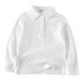 thumbnail image 1 of alcepopk Boy's Long-Sleeve Polo Shirt Winter Soft Casual Polo Shirt School Uniform for Kids(White,3-4 Y), 1 of 6