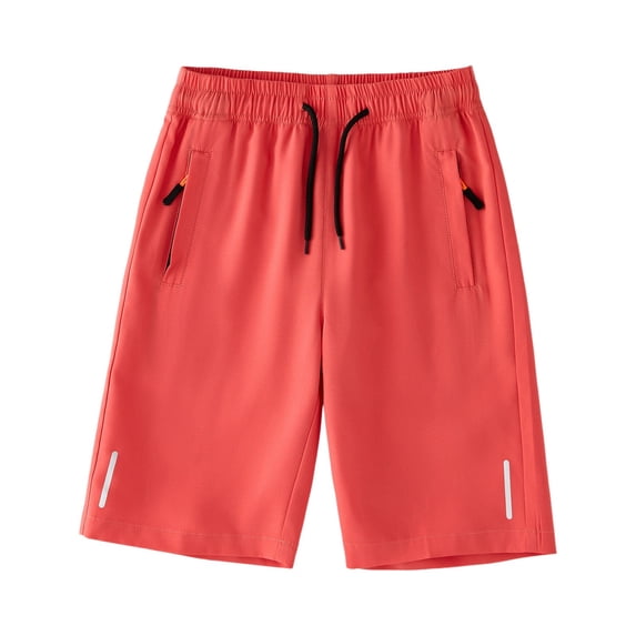 alcepopk Boys Athletic Shorts Active Performance Youth Kids Basketball Shorts Quick Dry with Elastic Waist Pockets( Red,4-5 Years)