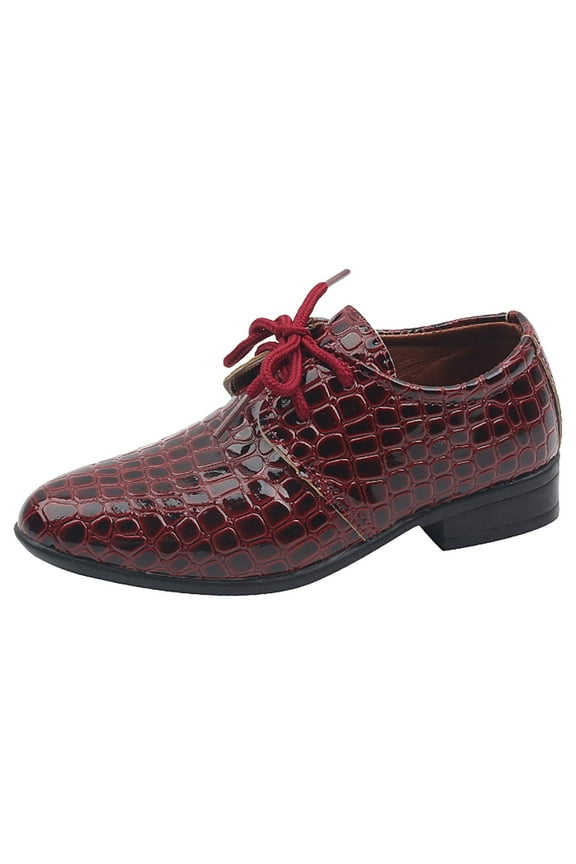 Boys Dress Shoes - Classic Lace-Up Casual Dress Formal Shoes(Red,29)
