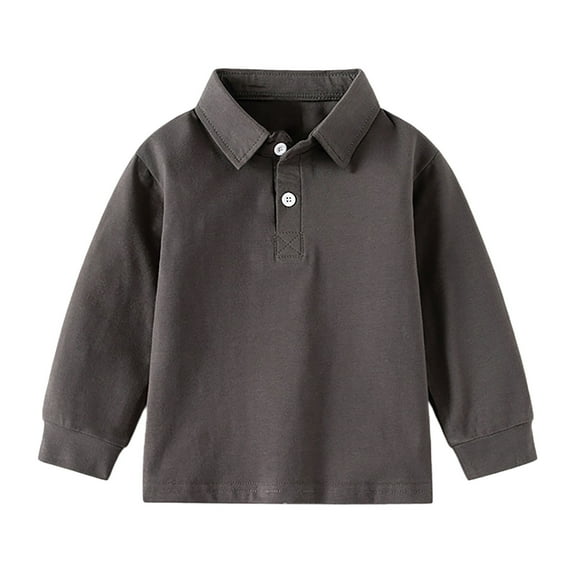 alcepopk Boys Long Sleve Polo Shirt for School Uniform, Golf or Casual Wear, Performance Polo Shirts for Boys(Grey,3-4 Y)