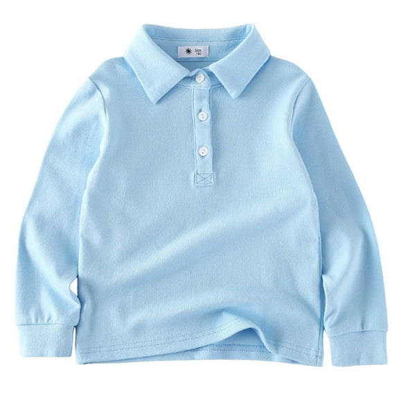 alcepopk Boys Long Sleve Polo Shirt for School Uniform, Golf or Casual Wear, Performance Polo Shirts for Boys(Sky Blue,6-7 Y)