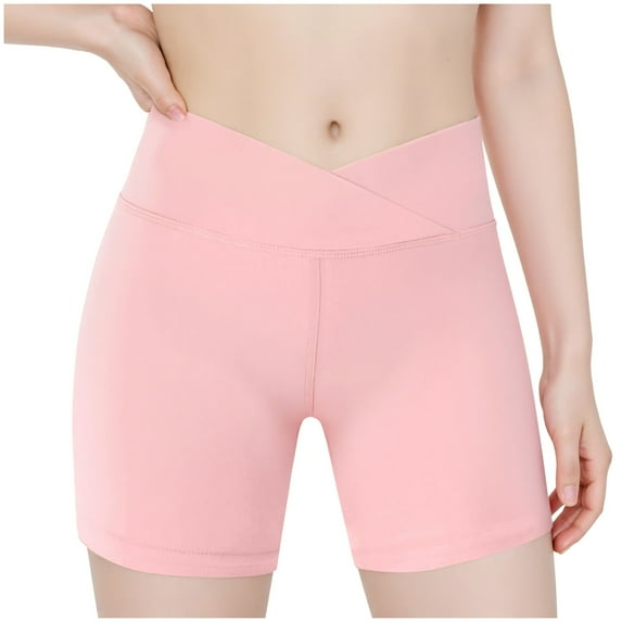 alcepopk Girls Athletic Shorts Kids High Waisted Yoga Dance Biker Shorts Comfy Gymnastics Shorts(Pink,5-6 Years)