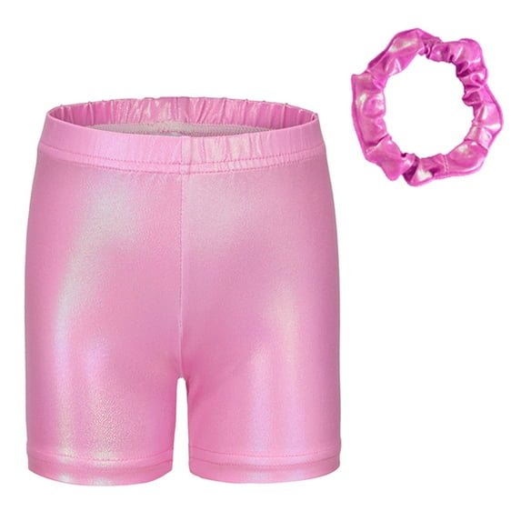 alcepopk Girls Crossover Butterfly Shorts Flowy Athletic with Pockets Cheer Dance Running for Kids(Light Pink,11-12 Y)