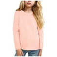 thumbnail image 1 of alcepopk Girls Long Sleeve Shirts Soft Crewneck Long-Sleeve T-Shirts Basic Layering Tees(Light Pink,3-4 Y), 1 of 7