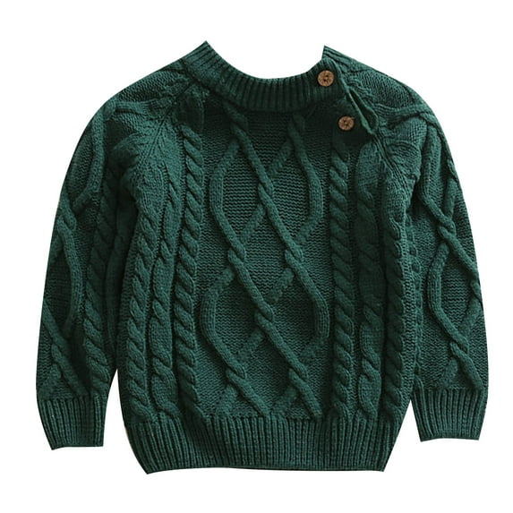 alcepopk Girls Sweater Pullover Crew Neck Warm Patterns Casual Knit Sweaters(Dark Green,6-12 M)