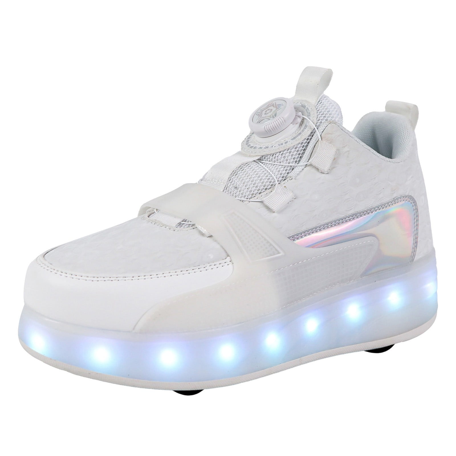 alcepopk Luminous Sport Shoes Sneakers for Boys and Girls Non-Slip Shoes(White,12-12.5 Y)