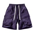 thumbnail image 1 of alcepopk Men's Cargo Shorts Casual Cotton Multi-Pockets Elastic Waist Camo Shorts(Purple,XL), 1 of 7