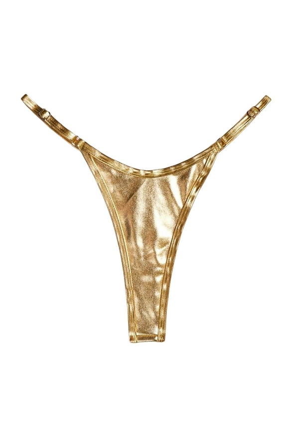 Thong for Women Cotton Underwear Low Rise Panties Woman Thongs(Gold,S)