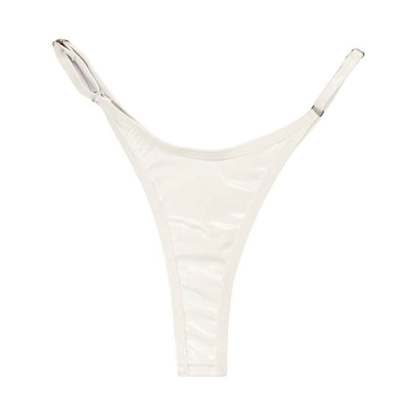 alcepopk Thong for Women Cotton Underwear Low Rise Panties Woman Thongs(White,S)