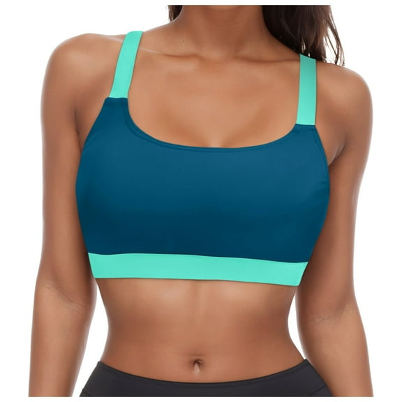alcepopk Women Sports Bra Bikini Tops Scoop Neck Bathing Suits Top Padded Swim Crop Tops Only(Mint Green,S)