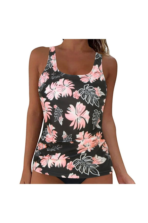 Women's Underwire Tankini Top Tummy Control Bathing Suits Sexy V Neck Crossover Swim Top Only(Light Pink,XL)