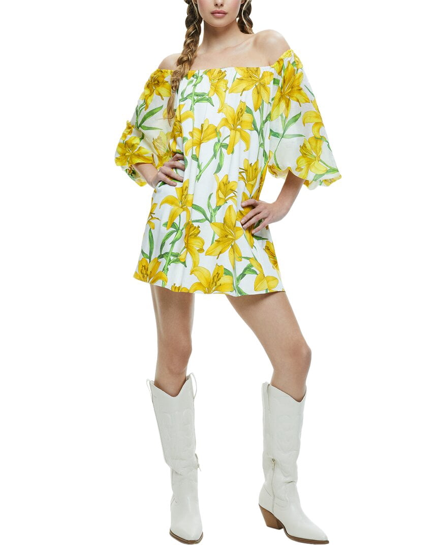 alice + olivia womens  Artemis Off-The-Shoulder Blouson Mini Dress, m