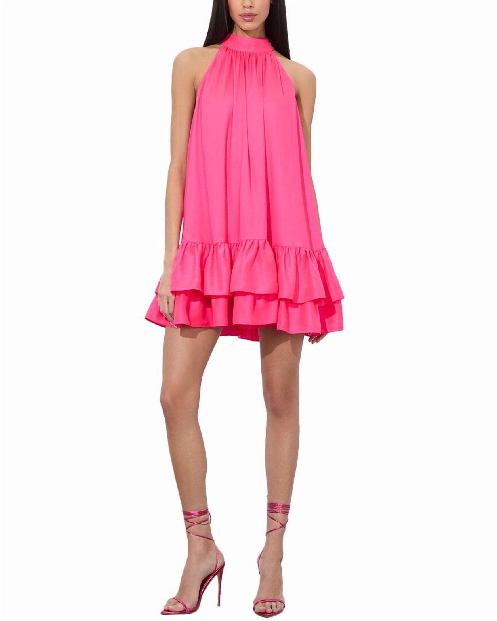 alice + olivia womens Erna Tie Bk Halter Neck Mini Dress, m, Pink -  Walmart.com