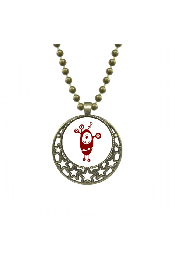 alien monster creature cyclops pendant star necklmoon chain jewelry