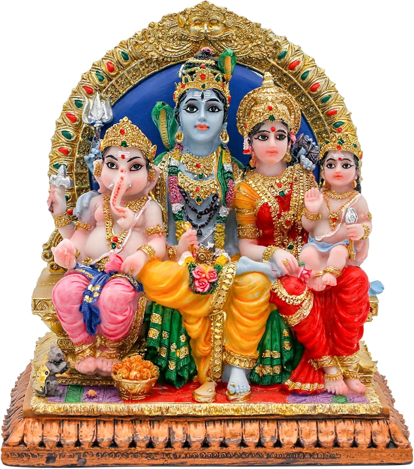 alikiki Full Shiva Family Statue - 5.1Inch Murti Shiva Family Diwali Gift Pooja Item Puja Gifts for Indian Friends Man Woman Family Home Temple Office Mandir Altar Shine Yoga Studio Meditation Room