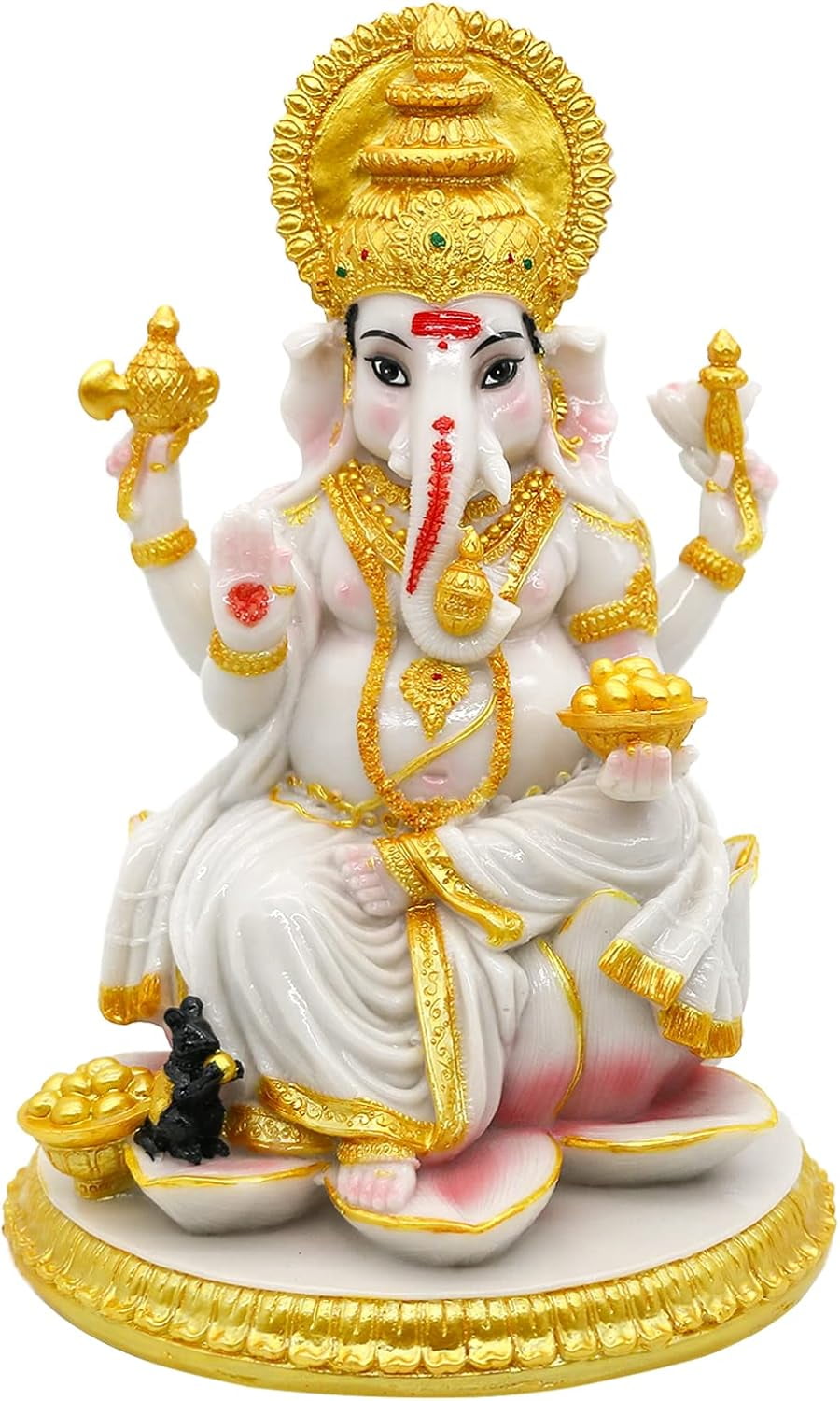 alikiki Hindu God Ganesh Chaturthi Figurine - 8.4H Indian Idol Ganesha Statue Ganpati Elephant Hindu God Pooja Item Diwali Home Office Meditation Room Temple Mandir Altar Shrine Puja Decor
