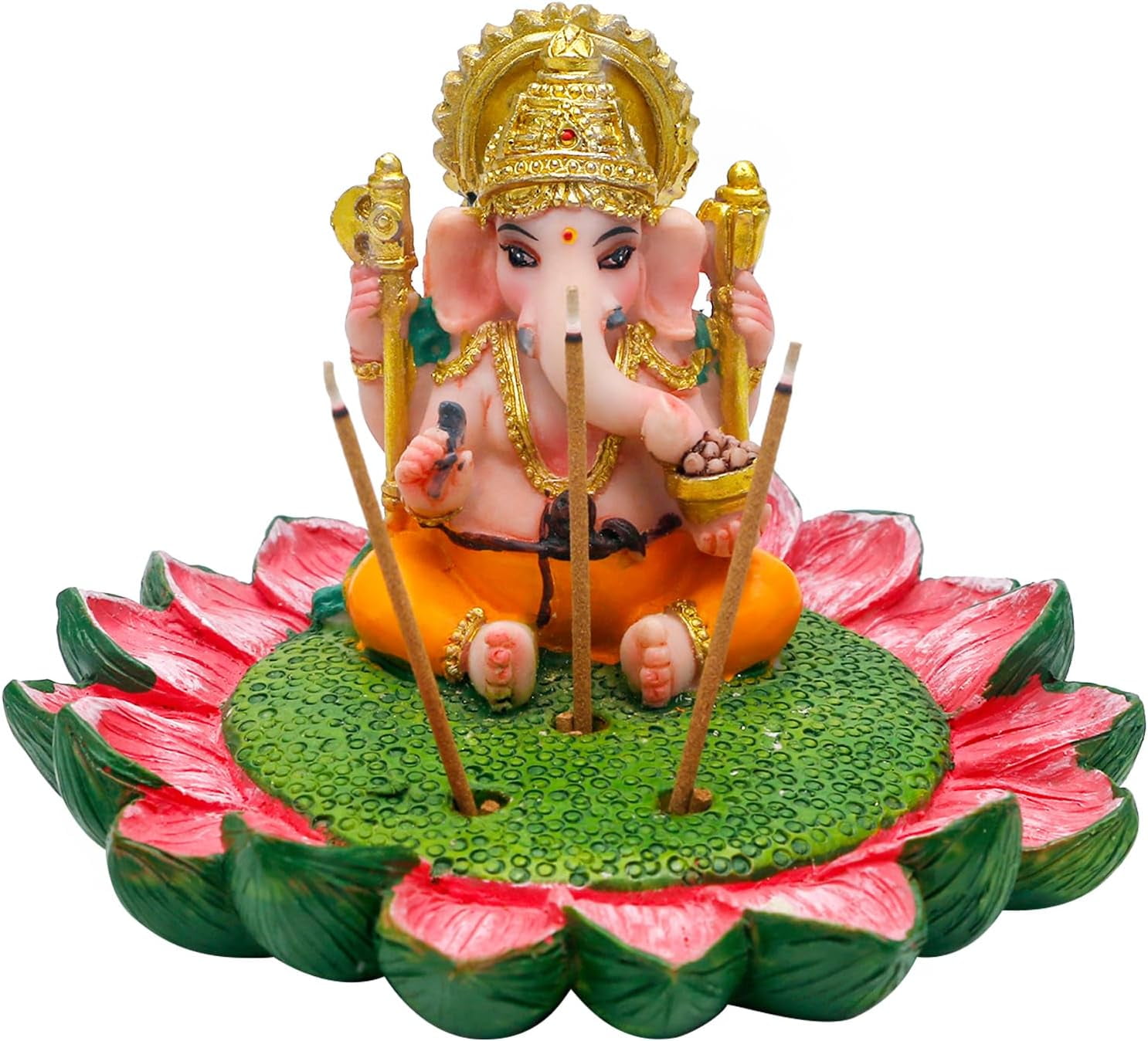 alikiki Hindu God Ganesha Idol Statue - 3.8" L Ganesh Incense Burner/Holder India Ganapati Pooja Item Home Office Temple Mandir Shrine Altar Diwali Puja Decor Ideal Gifts for Indian Friend Relative