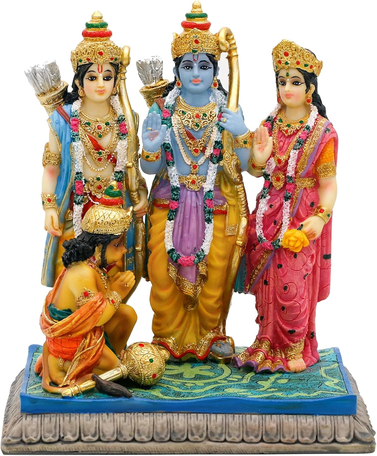 alikiki Hindu God Sita Family Statue - 6.8H Indian Idol Sita Rama Laksman Hanuman Figure Murti Item Home Office Temple Mandir Shrine Altar Pooja Decor India Diwali Puja Gifts for Friends