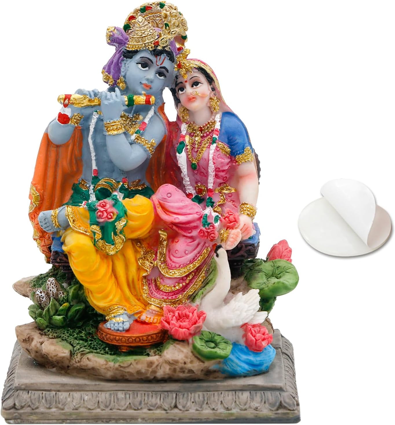 alikiki Hindu Radha Krishna Statue - 3.5H Indian God Krishna Idol for Car Decor Murti Item Home Office Temple Mandir Shrine Altar Pooja Decor India Wedding Diwali Puja Gifts for Friends Relative