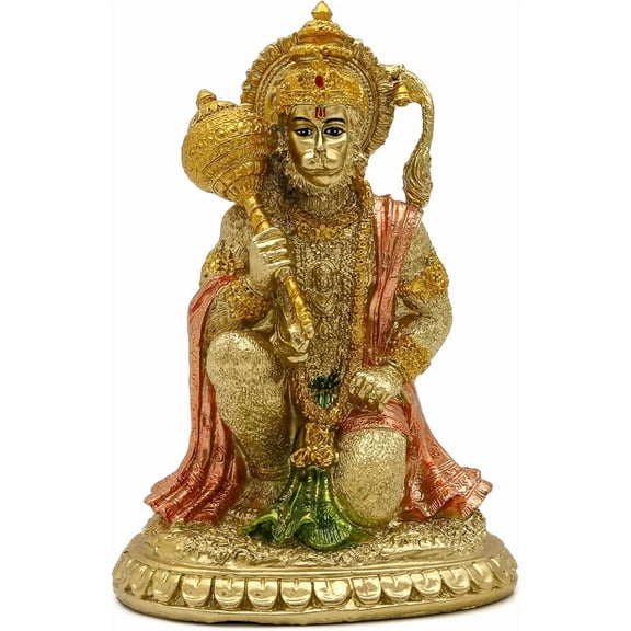 alikiki Hindu Ramayana Hanuman Statue- 6.1" H Indian God Statue Hinduism Devotee Lord Rama Shrine Altar Decor India Home Office Temple Mandir Pooja Items