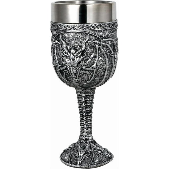alikiki Medieval Roaring Dragon Wine Goblet - 7oz Dungeons and Dragons Goblet Fantasy Dragon Chalice Cup Ideal Novelty Gothic Father Day Gift Party Idea Drinking Cup