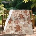 thumbnail image 1 of alk 2D Flat Printing Gingerbread Man Christmas Tree Candy Cane Snowflake Flannel Blanket for Winter Christmas Gift Home Sofa Bed Decoration 50x60 inch, 1 of 5