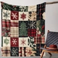 thumbnail image 1 of alk Christmas Plaid Flannel Blanket with Snowflakes and Trees for Winter Christmas Gift Home Sofa Bed Decoration 50x60 inch, 1 of 5