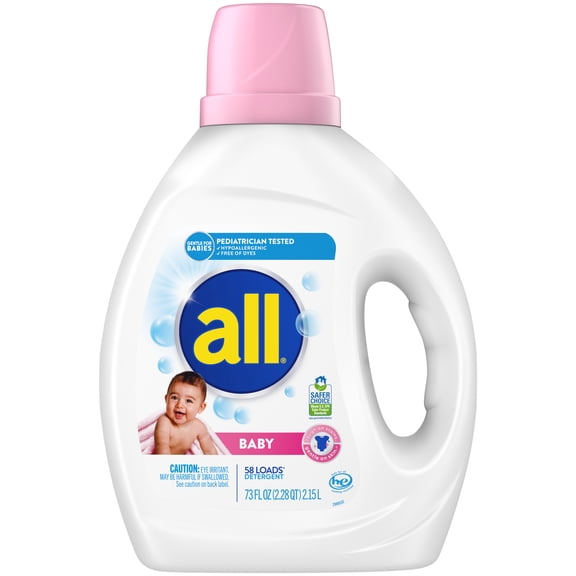 all Baby Liquid Laundry Detergent, Hypoallergenic, Gentle on Sensitive Skin, 73 oz, 58 Loads