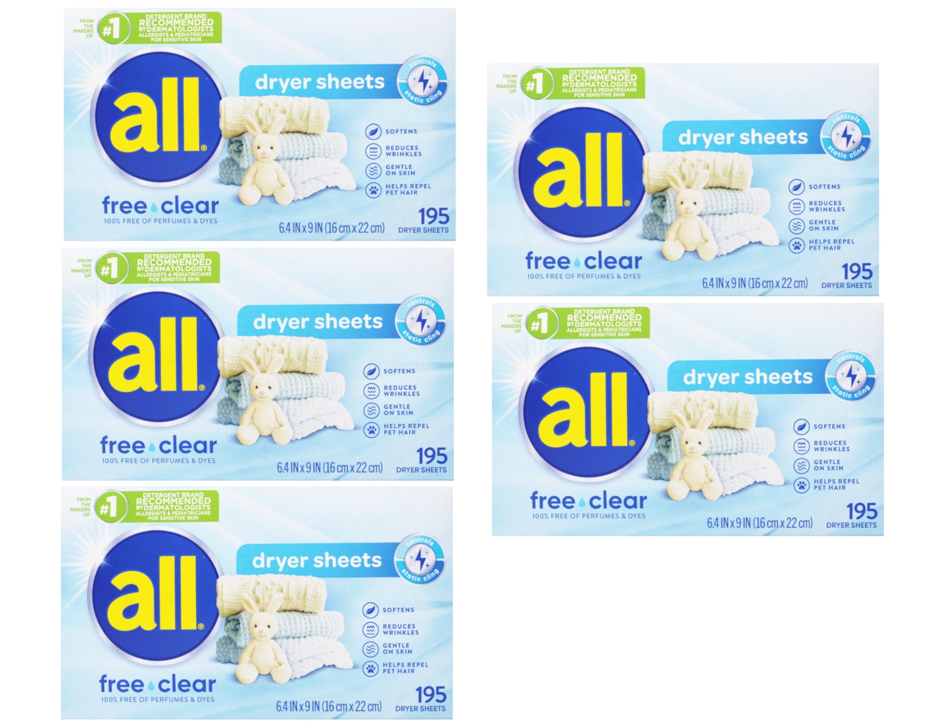 Dryer Sheets For Sensitive Skin That Smells Good all Fabric Softener Dryer Sheets for Sensitive Skin, Free Clear, 195
