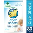 Dryer Sheets For Sensitive Skin That Smells Good all Fabric Softener Dryer Sheets for Sensitive Skin, Free Clear, 80