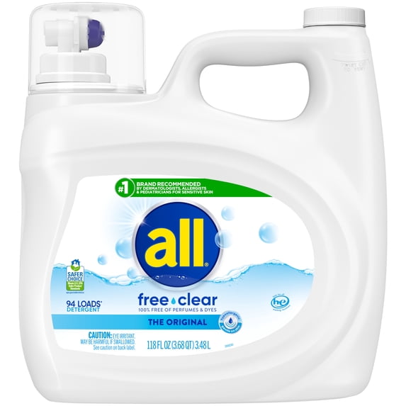 all Free Clear Liquid Laundry Detergent, 118 oz, 94 Loads