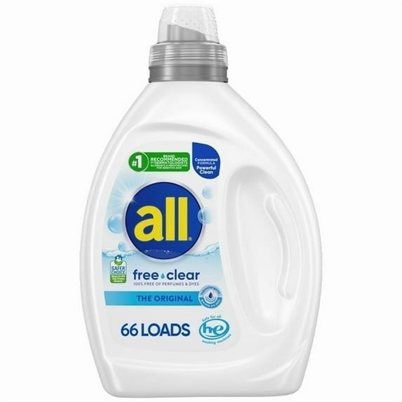 all Free Clear Liquid Laundry Detergent, 50 oz, 66 Loads (3 Pack)