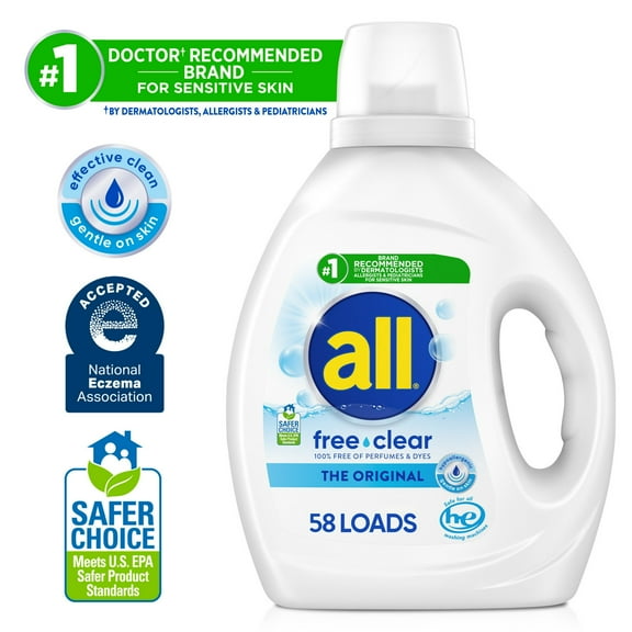 all Free Clear Liquid Laundry Detergent, 73 oz, 58 Loads(1pk)