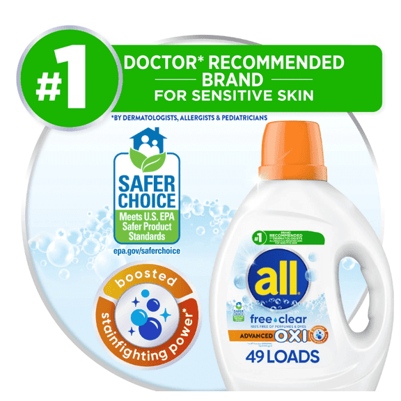 all Free Clear Liquid Laundry , Oxi, 73oz, 49 Loads all Free Clear Liquid Laundry Detergent