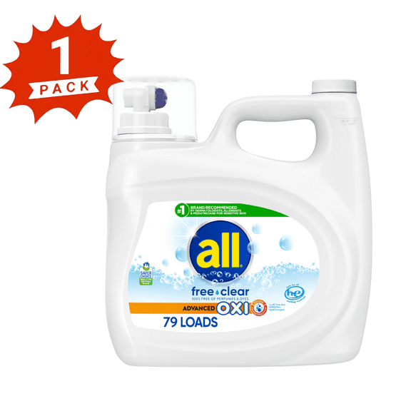 all Free Clear with Oxi | Liquid Laundry Detergent | 118 fl oz, 79 Loads (1-Pack)