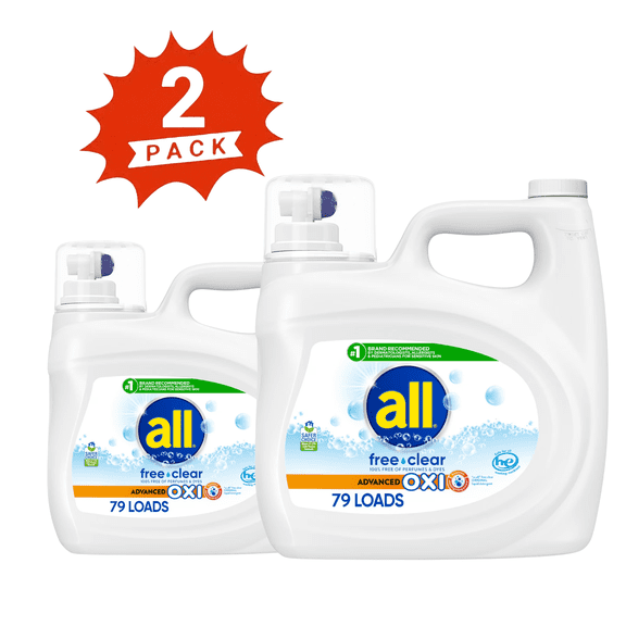 all Free Clear with Oxi | Liquid Laundry Detergent | 236  fl oz, 158 Loads (2-Pack)