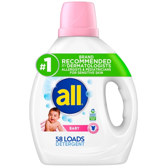 all Baby Liquid Laundry Detergent, Hypoallergenic, Gentle on Sensitive Skin, 73 oz, 58 Loads