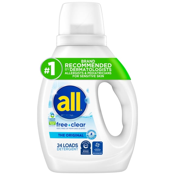 all Free Clear Liquid Laundry Detergent, 30 oz, 24 Loads
