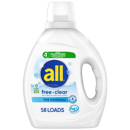 all Free Clear Liquid Laundry Detergent, 73 oz, 58 Loads