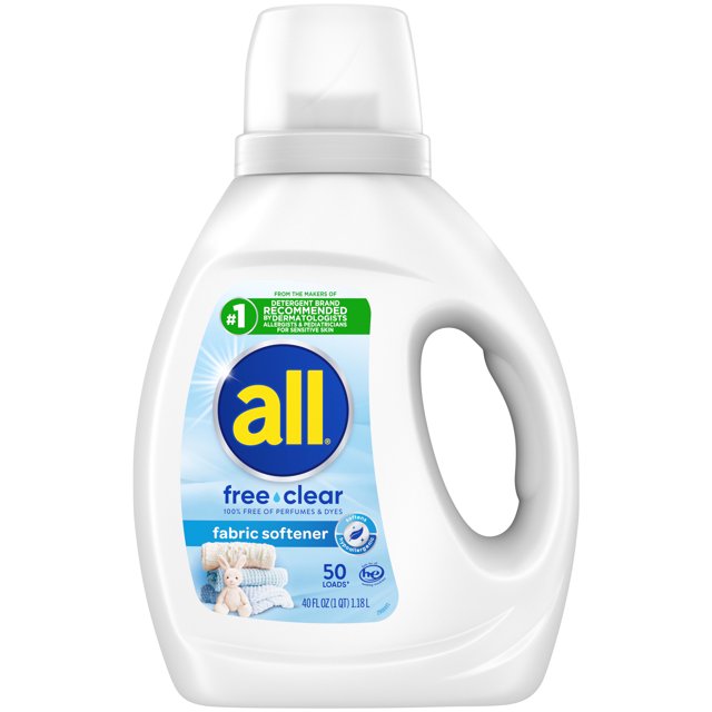 all Liquid Fabric Softener for Sensitive Skin, Free Clear, 40 fluid