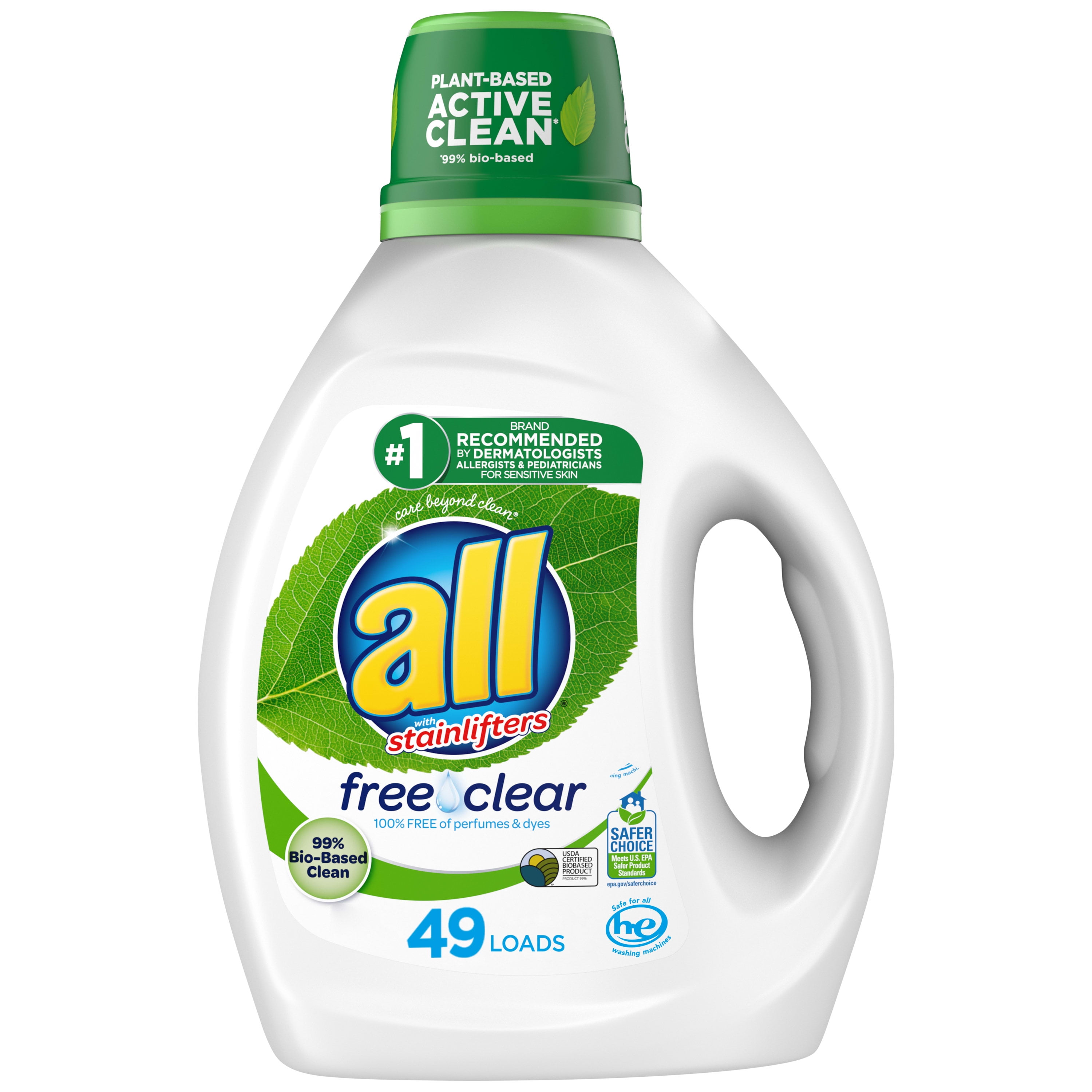 all Liquid Laundry Detergent, Free Clear Eco 99% Bio Based, 88 Ounce, 49  Total Loads 