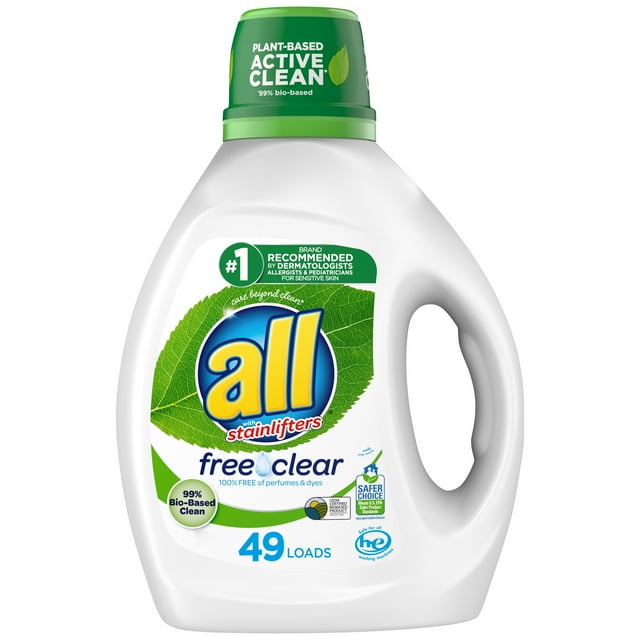 all Liquid Laundry Detergent, Free Clear Eco 99 Bio Based, 88 Ounce, 49 Total Loads