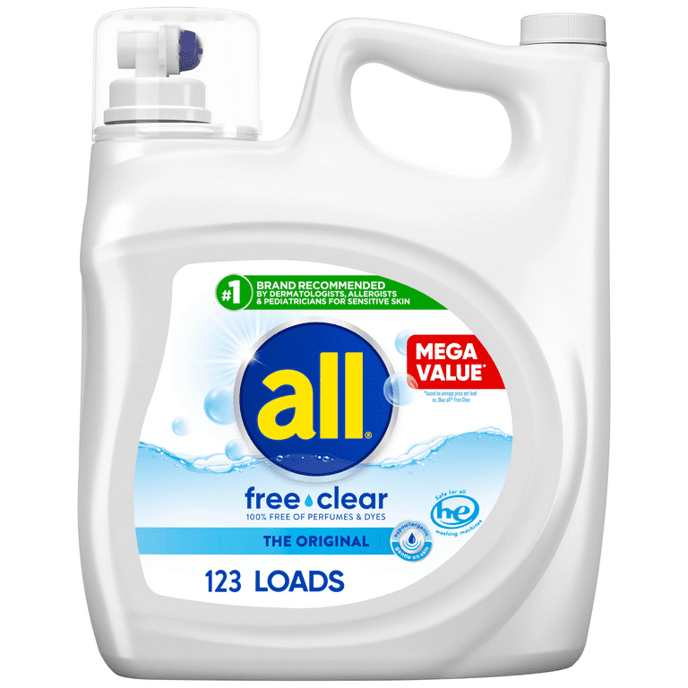 Frey Concentrated Liquid Laundry Detergent - Specially Formulated for Sensitive Skin and High Efficiency (HE) Washers - Removes Stains, Ideal for 50